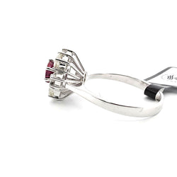 Marguerite Ring in Yellow Gold, Rubies, and Diamonds