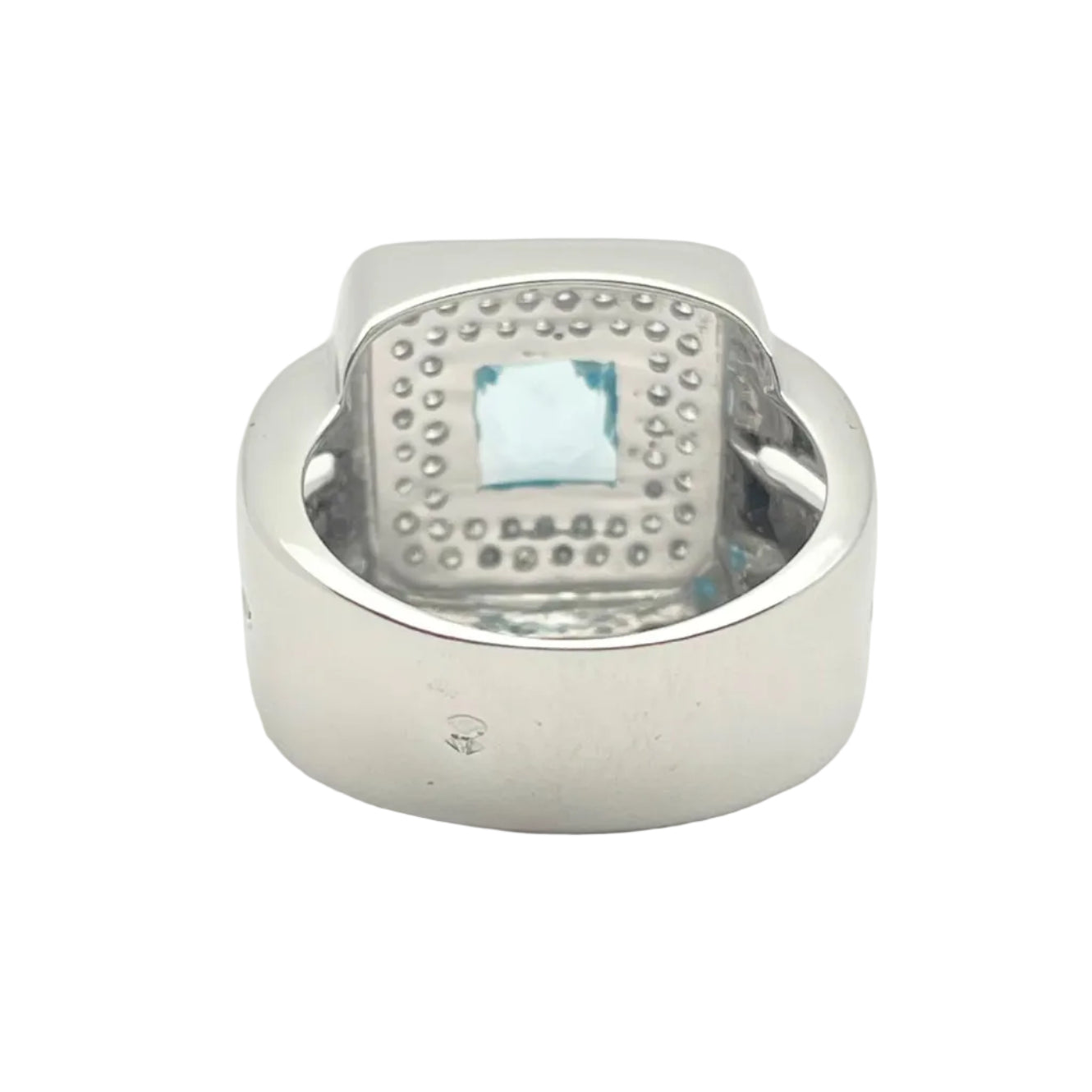Bague Chevalière en or blanc, topaze et diamants