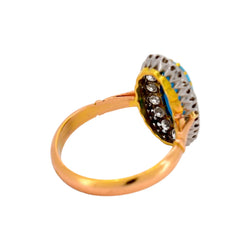 "Entourage" Ring in Yellow Gold, Turquoise, and Diamonds