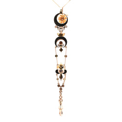 Yellow gold pendant with pearls and sapphires