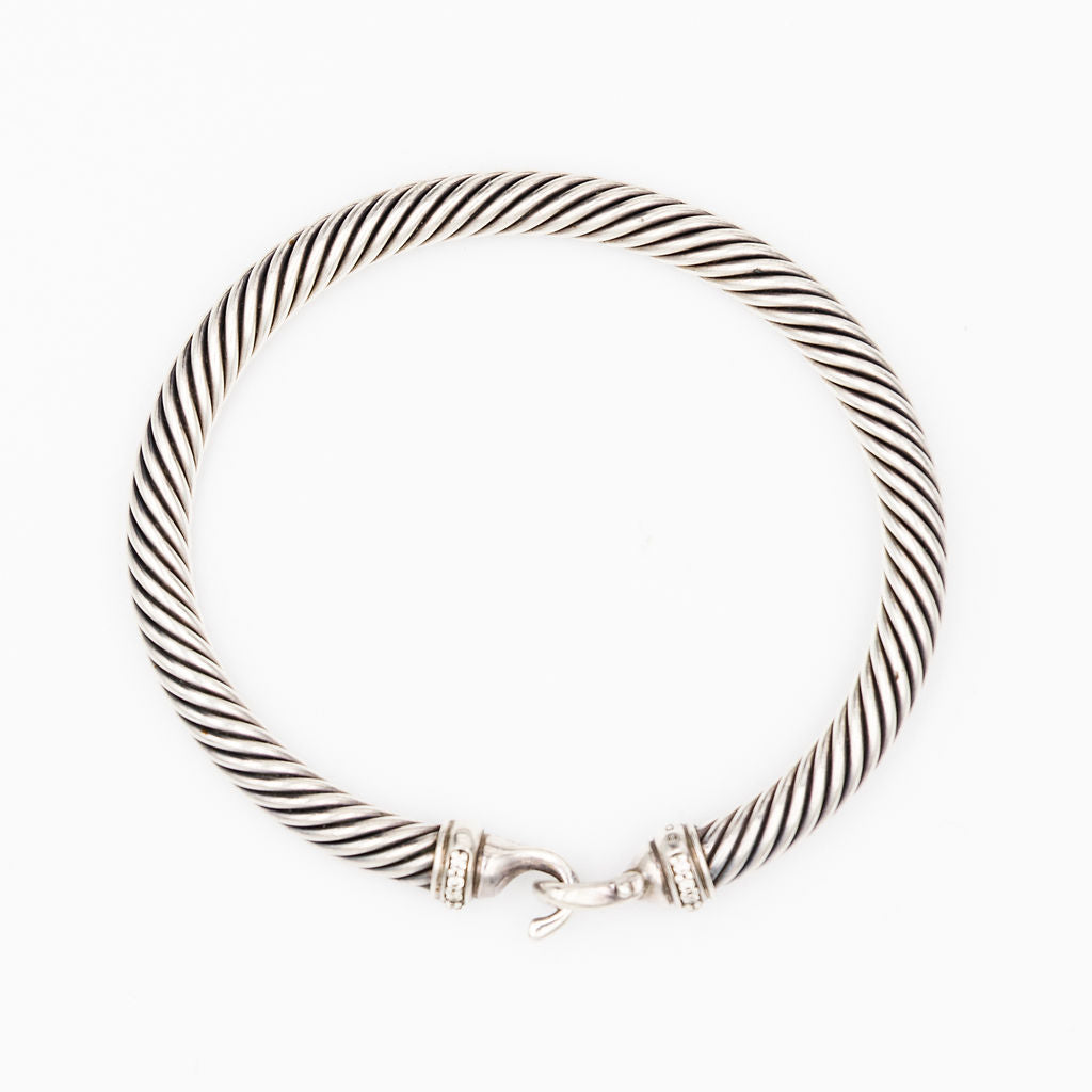Bracelet DAVID YURMAN "Buckle Classic Cable" in silver and diamond