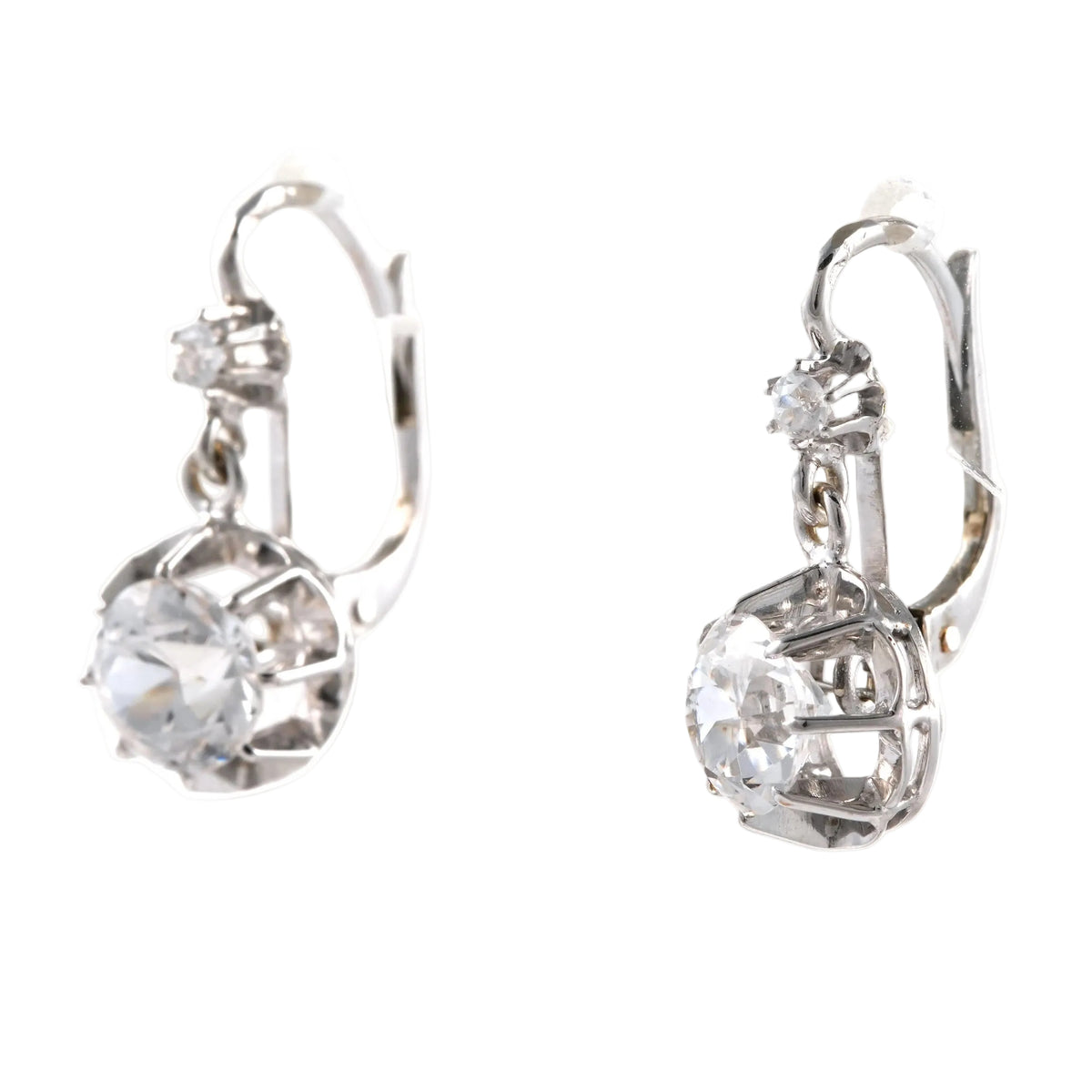 White gold and Zirconia Lever-back Earrings