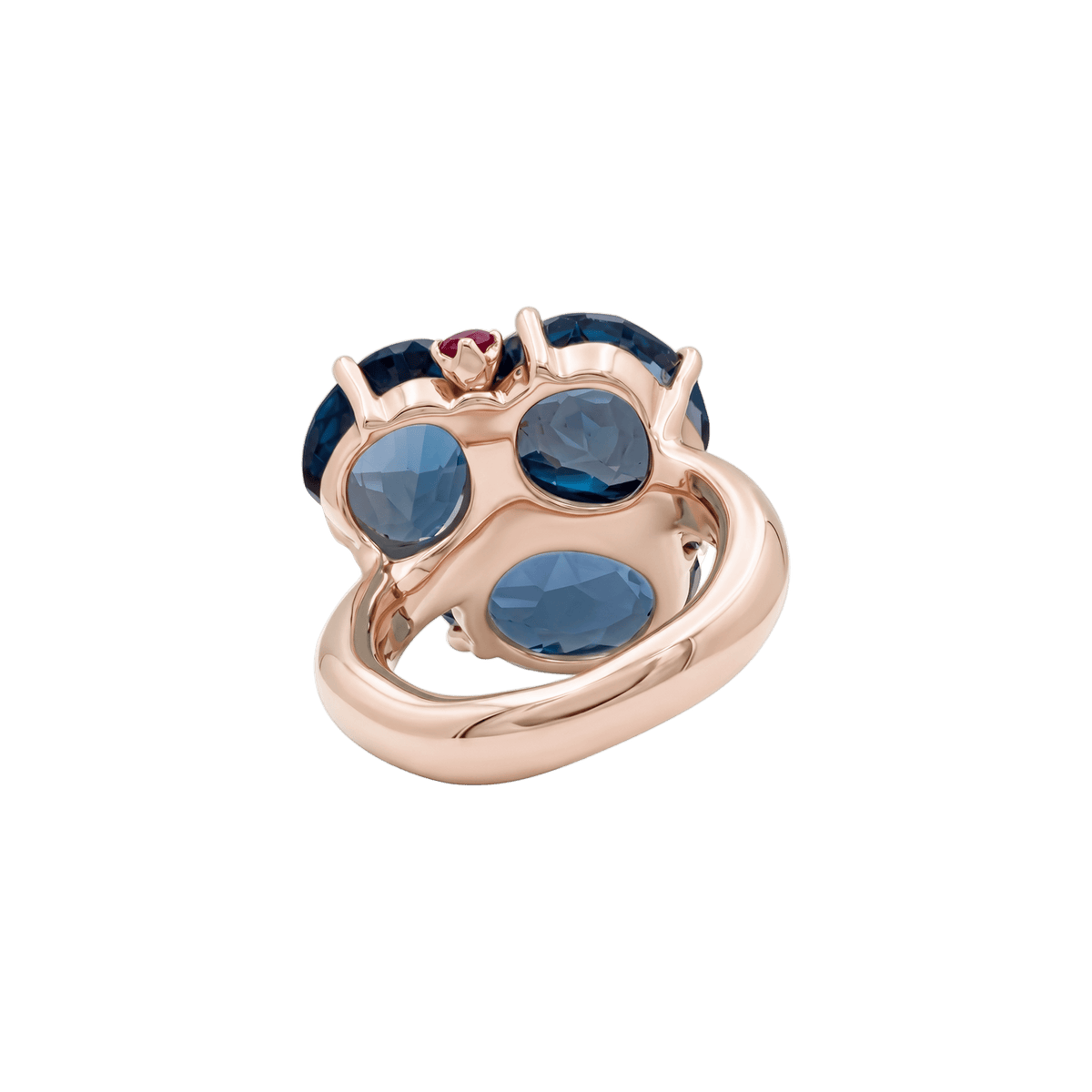 POMELLATO "Bahia" Cocktail Ring in rose gold, Topaz, and Sapphire