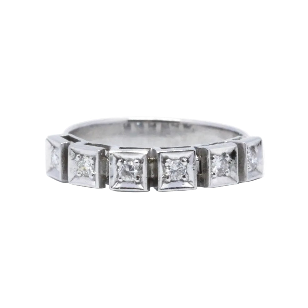 White Gold Wedding Band with Diamonds