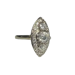 Marquise Ring in White Gold and Diamonds