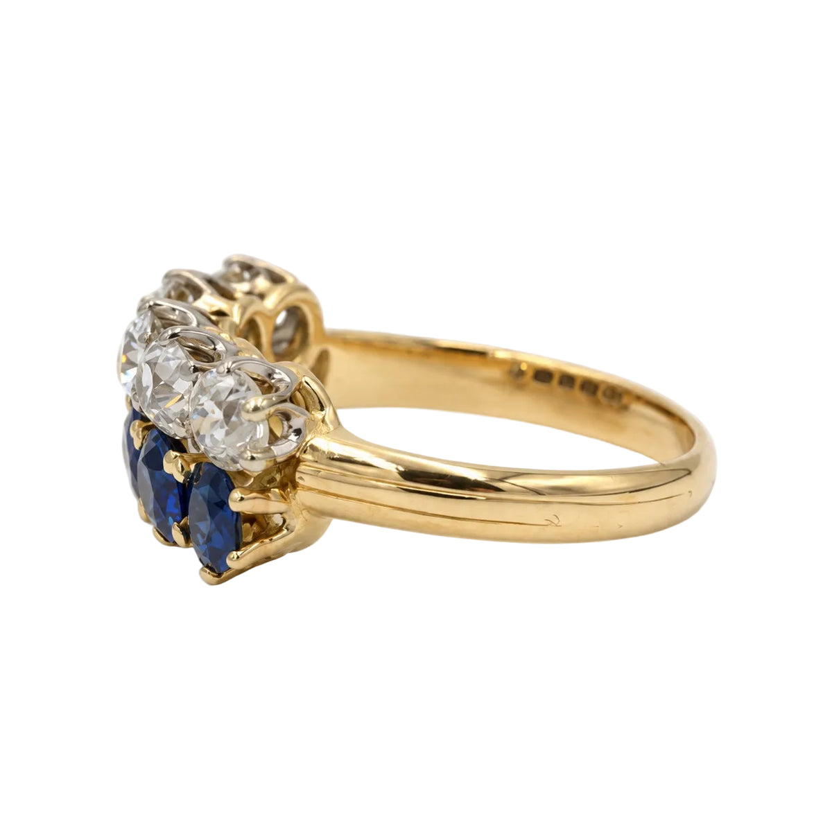 Bague Alliance en or blanc, or jaune, saphirs et diamants