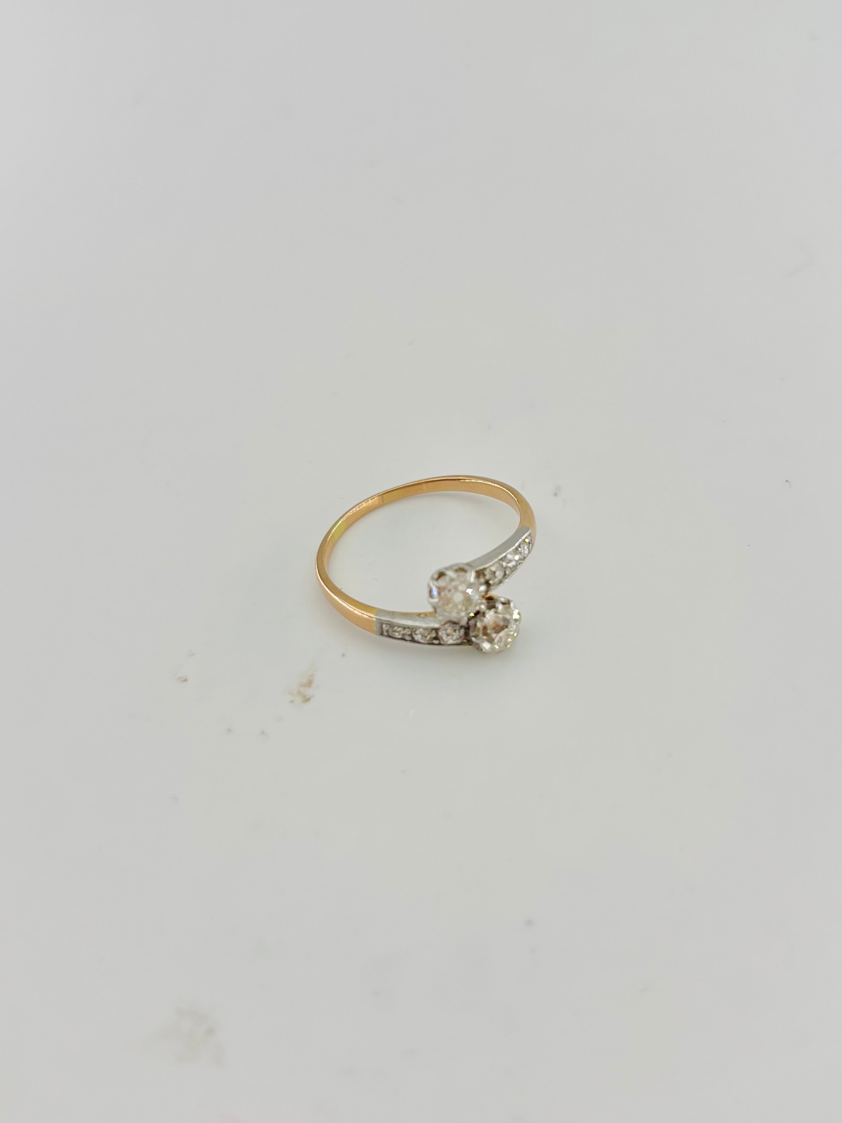 "Toi et Moi" Ring in Platinum, Yellow gold, and Diamonds