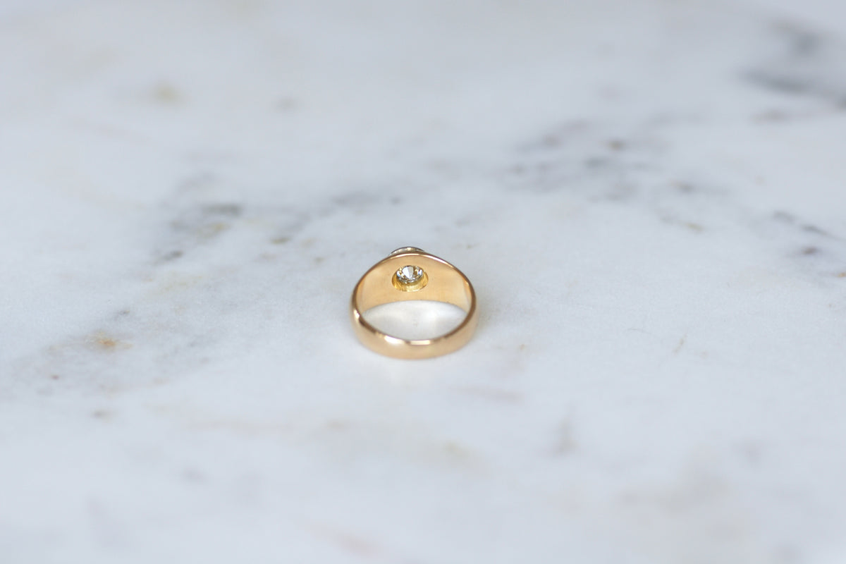 Bague Jonc en or jaune, or blanc, et diamant