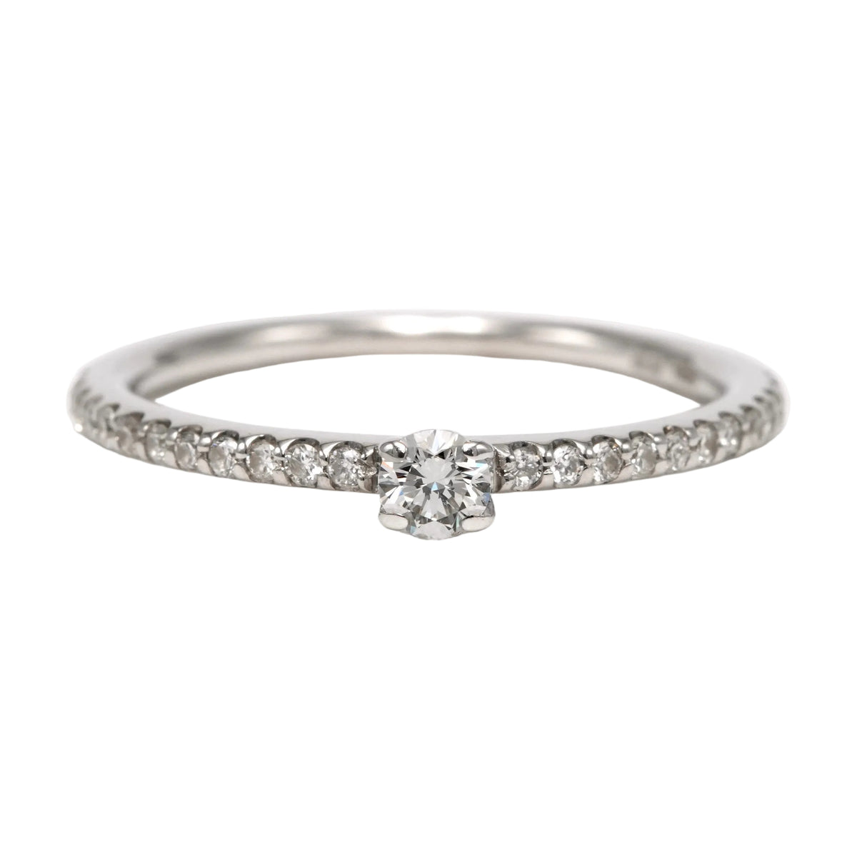 White Gold Solitaire Ring with Diamonds