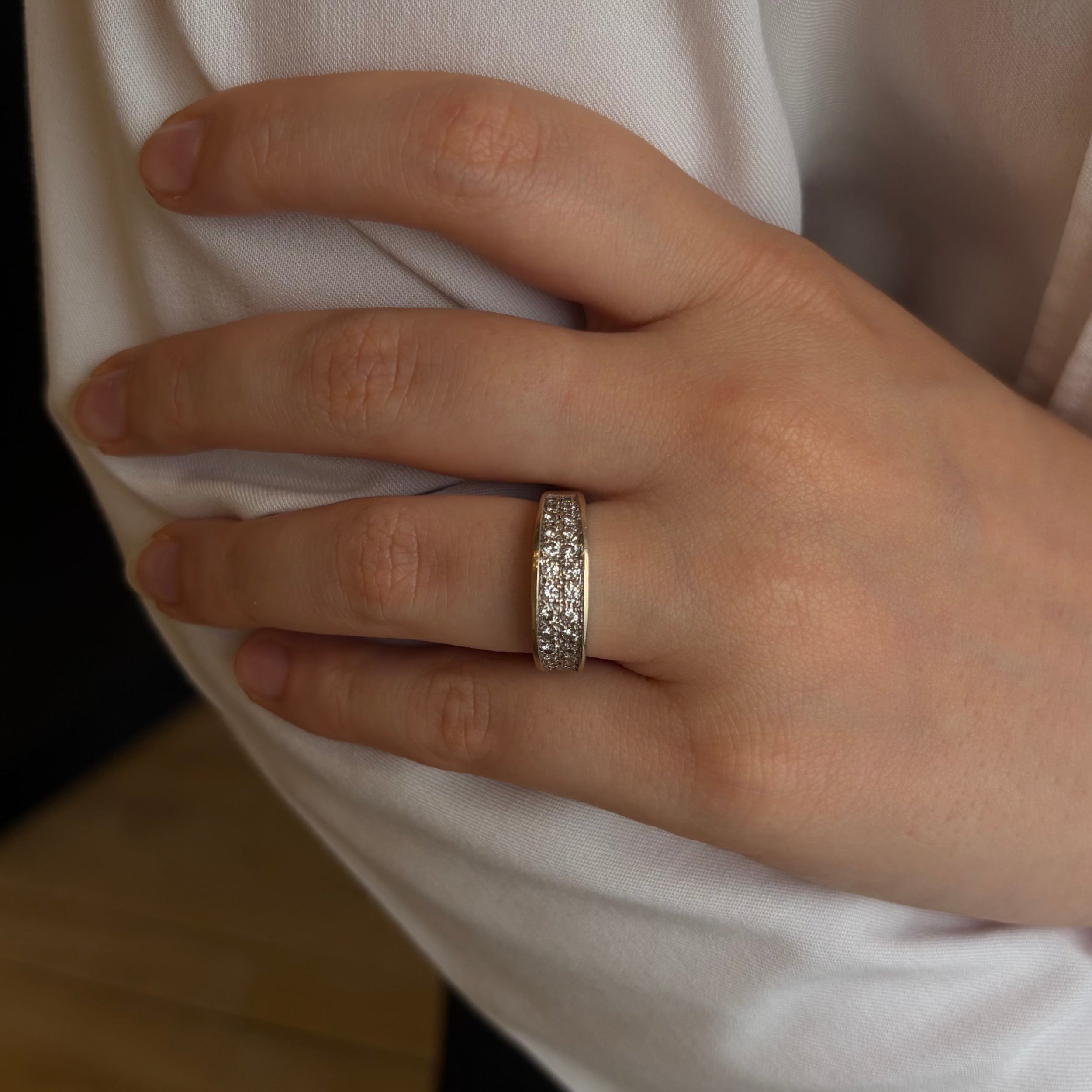 White Gold and Diamond Bangle Ring