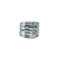 MAUBOUSSIN "Kiff and Sun" Ring in yellow gold, silver, and diamonds