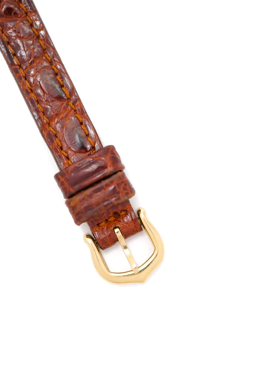 CARTIER "Baignoire" Watch in yellow gold and leather