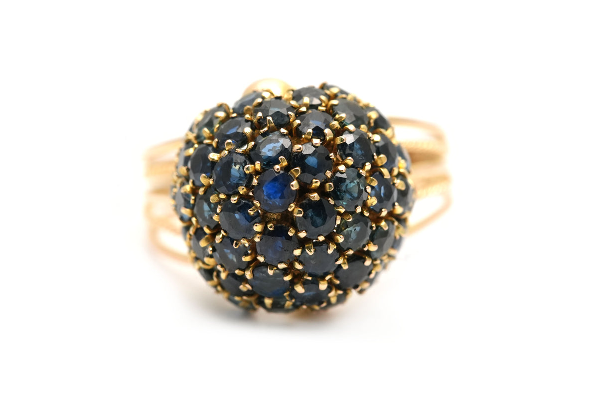 Dome Ring in Yellow Gold and Sapphires
