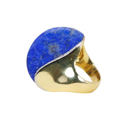 Cocktail Ring in Yellow Gold, Lapis lazuli, and Diamonds