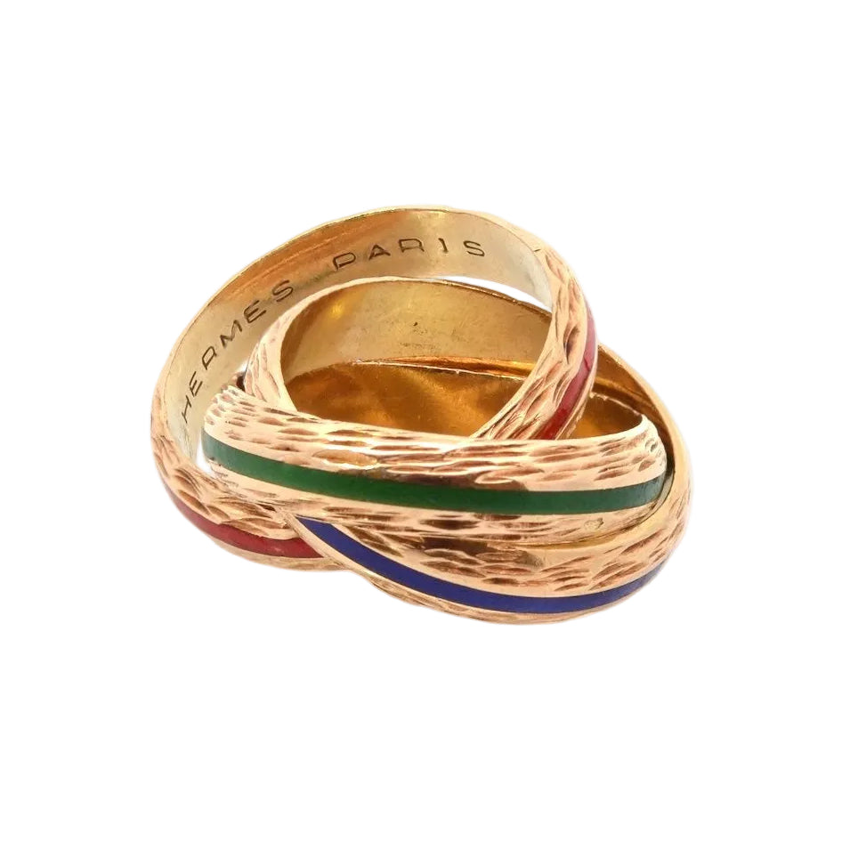 HERMÉS "Trinity" Wedding band in yellow gold and Enamel