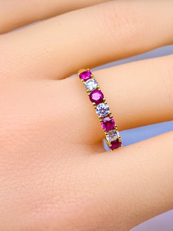 Yellow Gold Wedding Band with Rubies and Diamonds