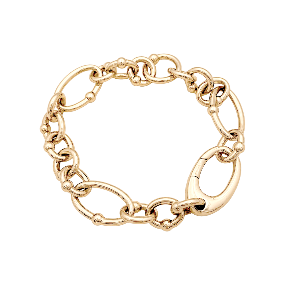 Bracelet oval and circular links yellow gold.
