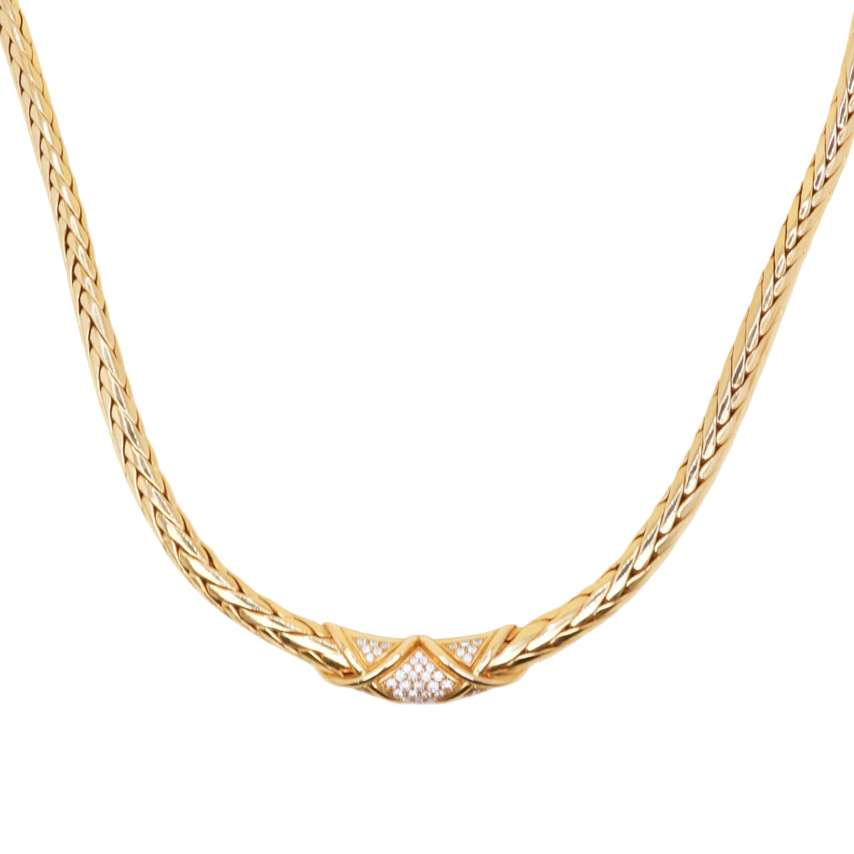 GAY FRÈRES Link Necklace in Yellow Gold and Diamonds