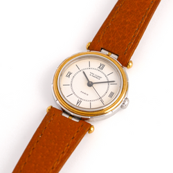 VAN CLEEF & ARPELS watch. PM "PA 49" in yellow gold, steel, and leather