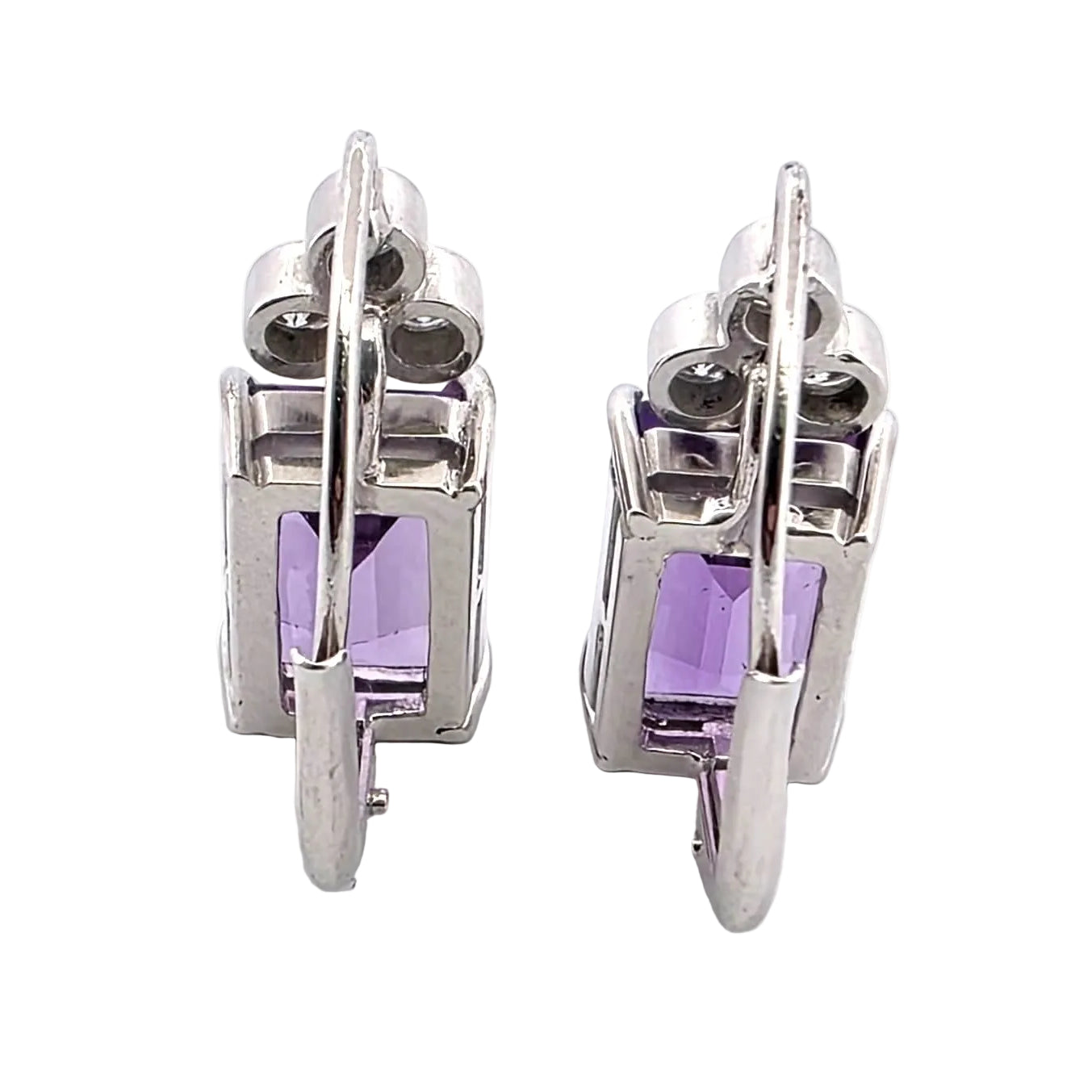 Boucles d'oreilles Pendantes en or blanc, améthystes et diamants