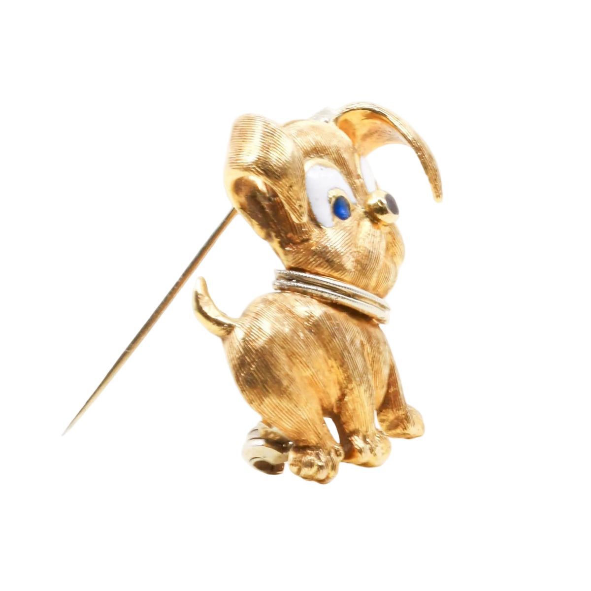Brooch made of white gold, yellow gold, Enamel, and sapphires