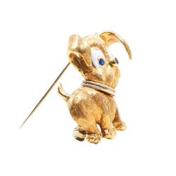 Brooch made of white gold, yellow gold, Enamel, and sapphires