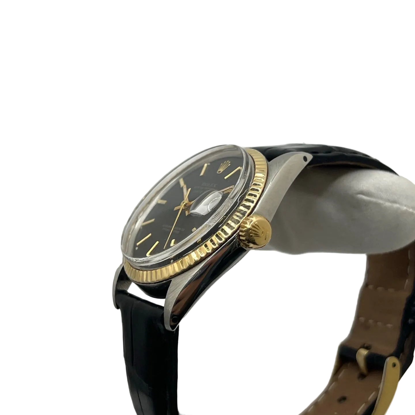 Watch ROLEX "DateJust 36" in steel, yellow gold and leather