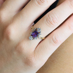 Bague en or jaune, platine, saphir et diamants