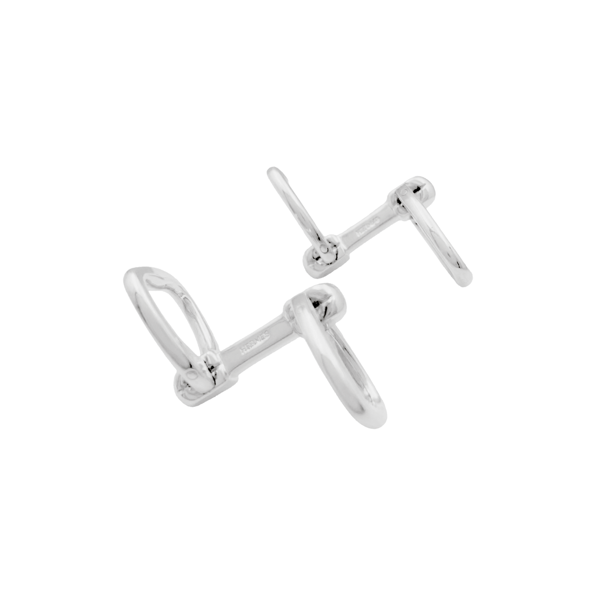 HERMÈS "Étrier" silver cufflinks