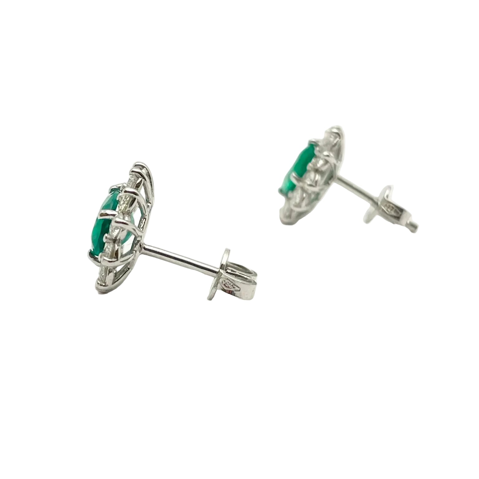 White Gold Earrings with Emeralds and Diamonds