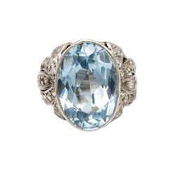 Cocktail Ring in White Gold, Platinum, Spinel, and Diamonds