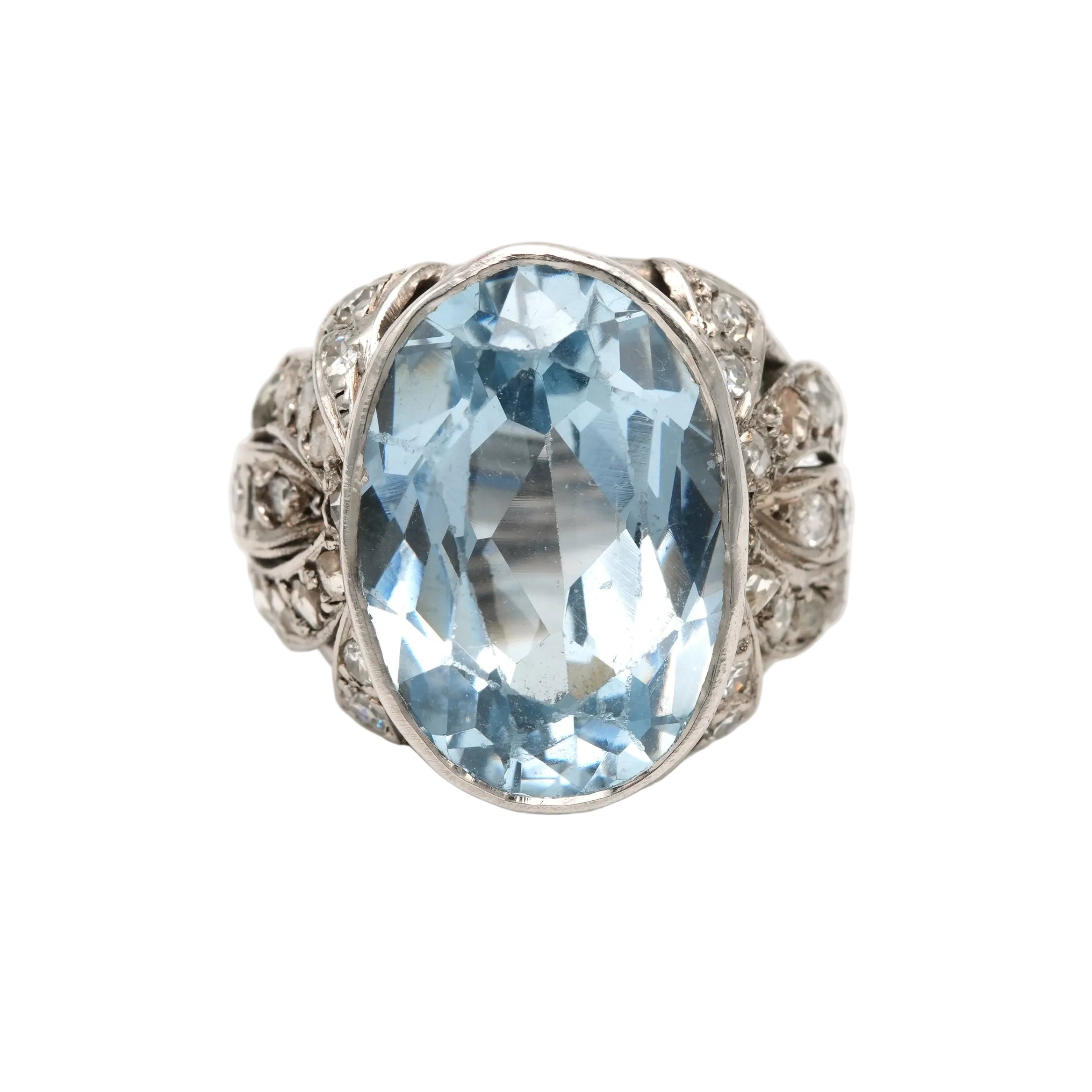 Cocktail Ring in White Gold, Platinum, Spinel, and Diamonds