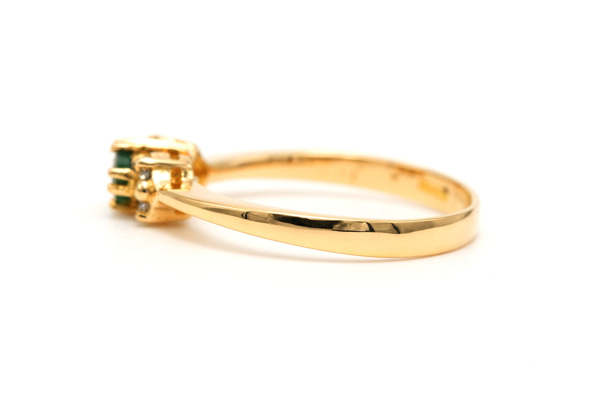 Bague Trilogie en or jaune, émeraude et diamants