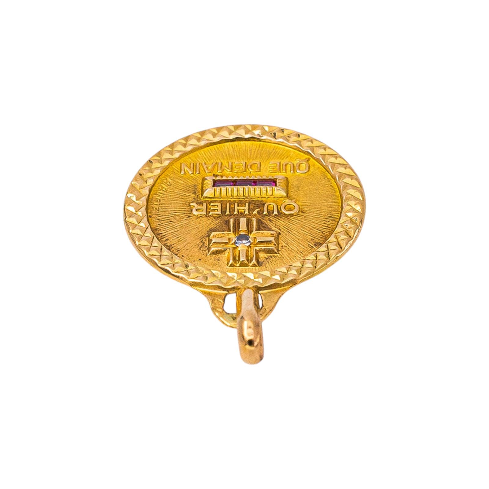 Augis Pendant Medal "Medal of Love" Yellow gold Ruby