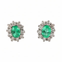 White Gold Earrings with Emeralds and Diamonds
