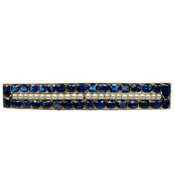 Yellow Gold Brooch with Pearls and Sapphires