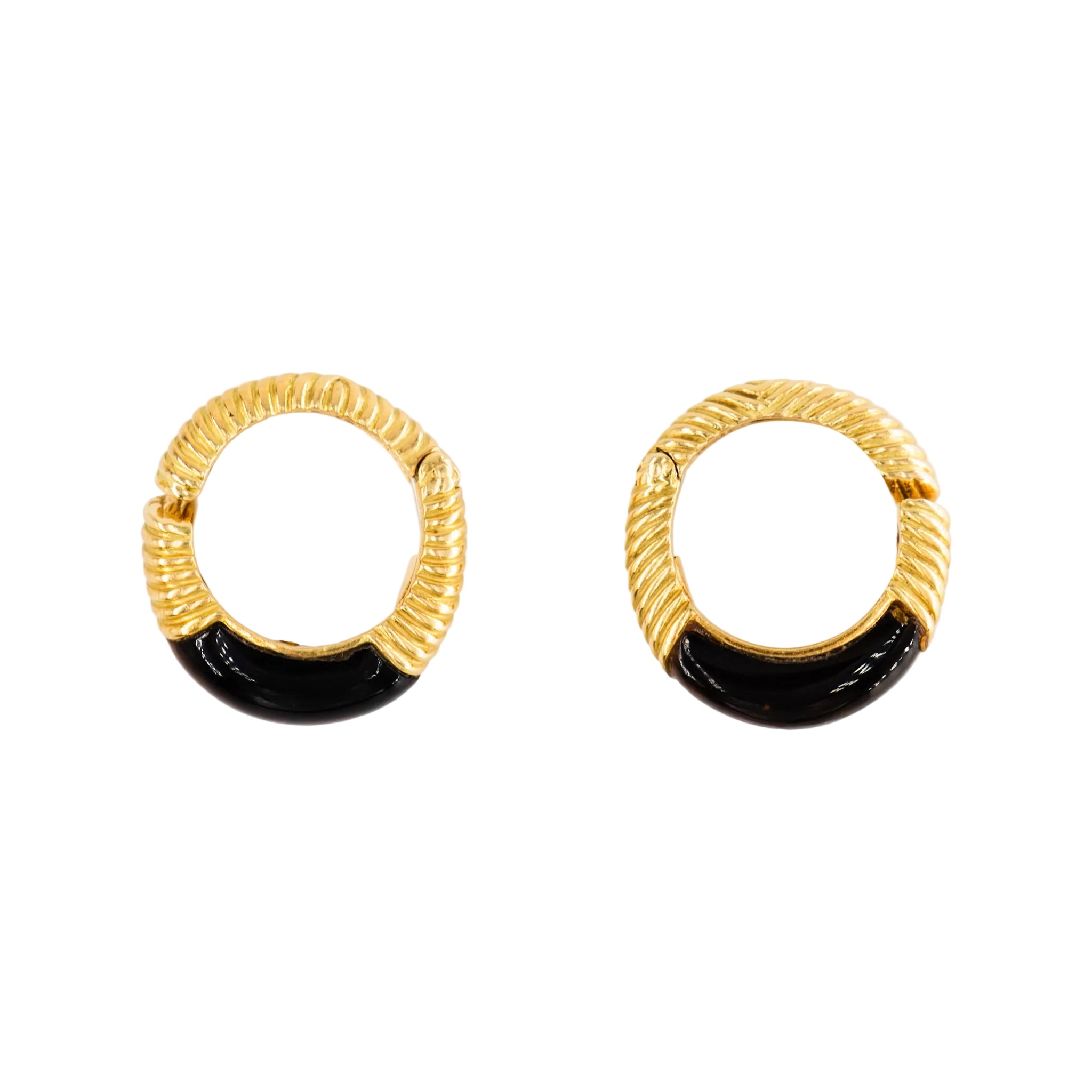 CHAUMET Hoop Earrings in Yellow Gold and Tiger's Eye