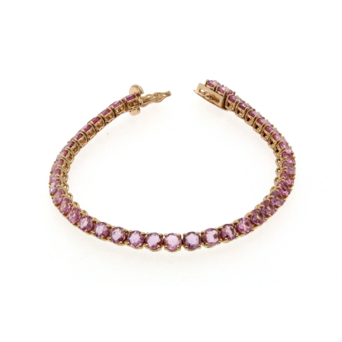 5 Carat Natural Pink Sapphire Rose Gold Tennis Bracelet - Castafiore