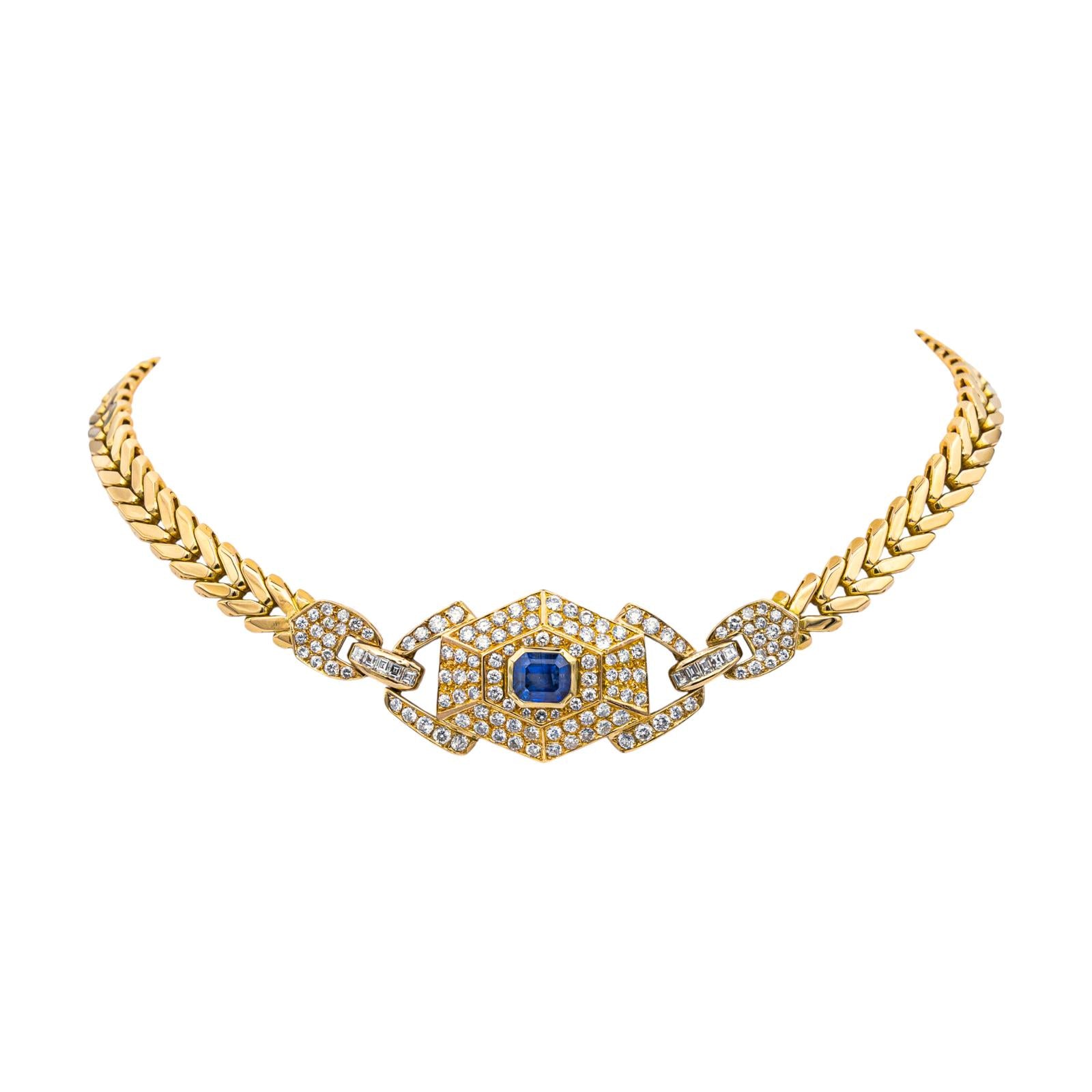 Collier  Or jaune  Saphir 