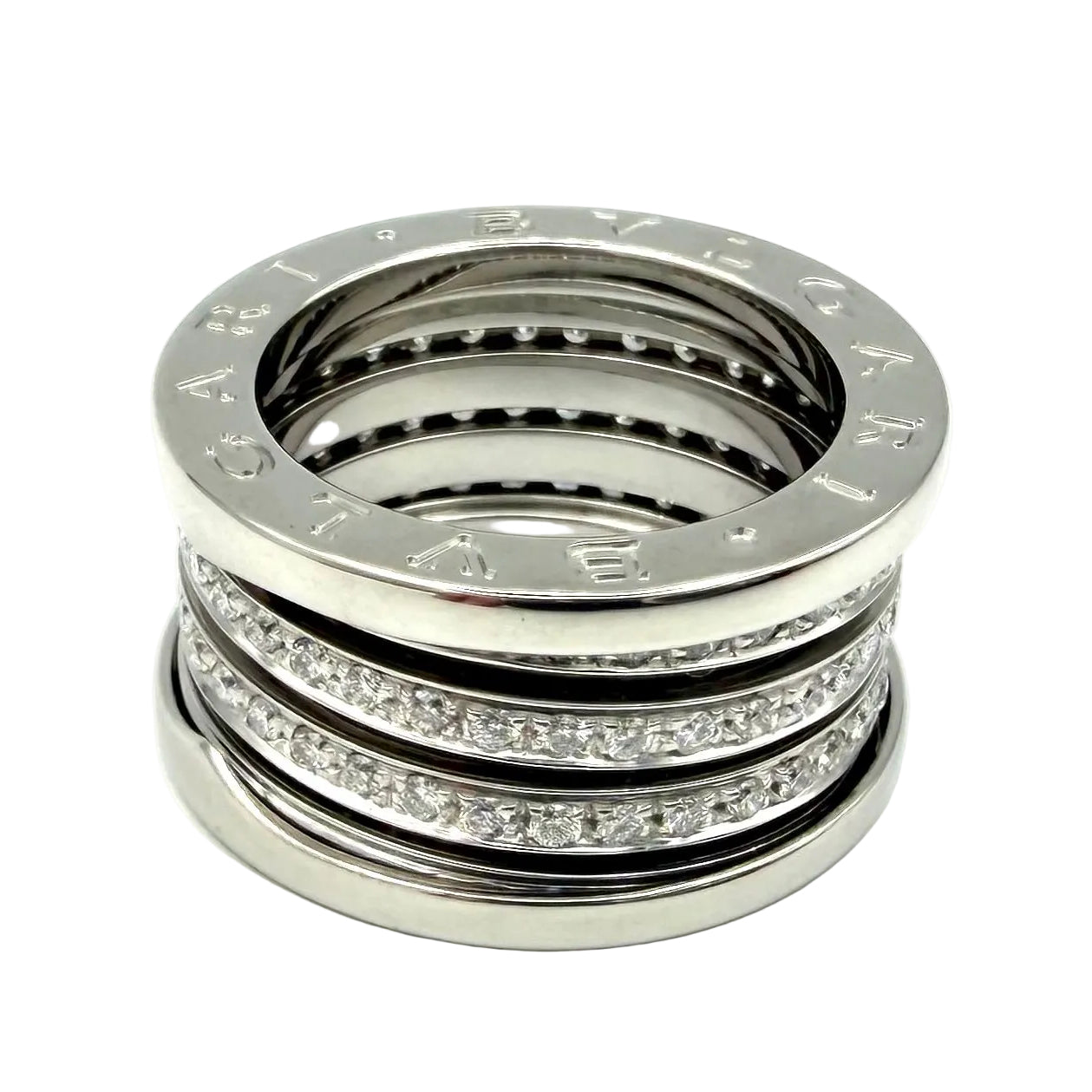 BULGARI "B.Zero1" Band Ring in white gold and diamonds