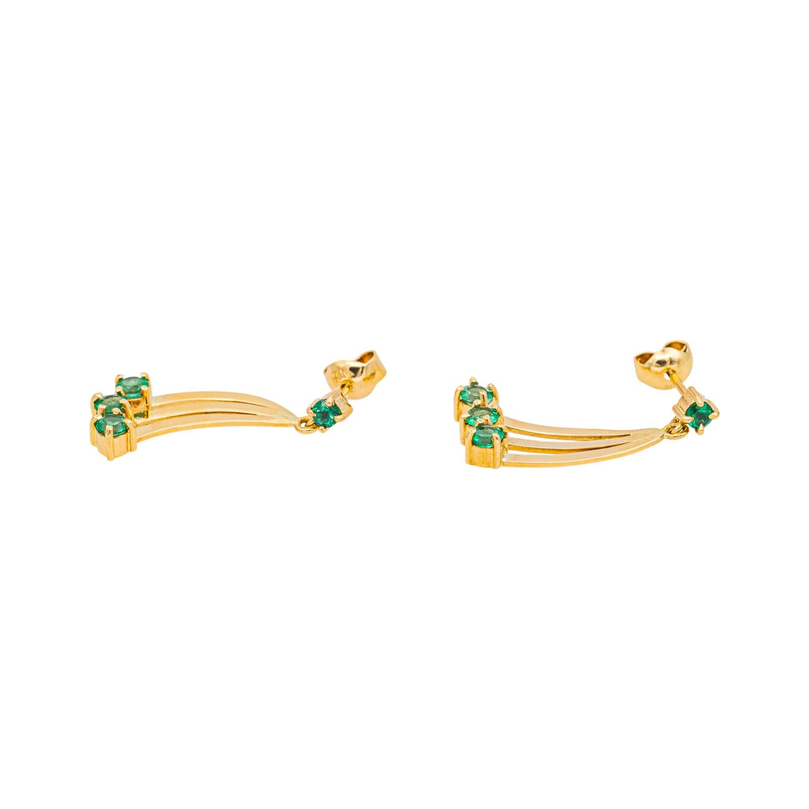 Boucles d'oreilles  Or jaune  Emeraude 