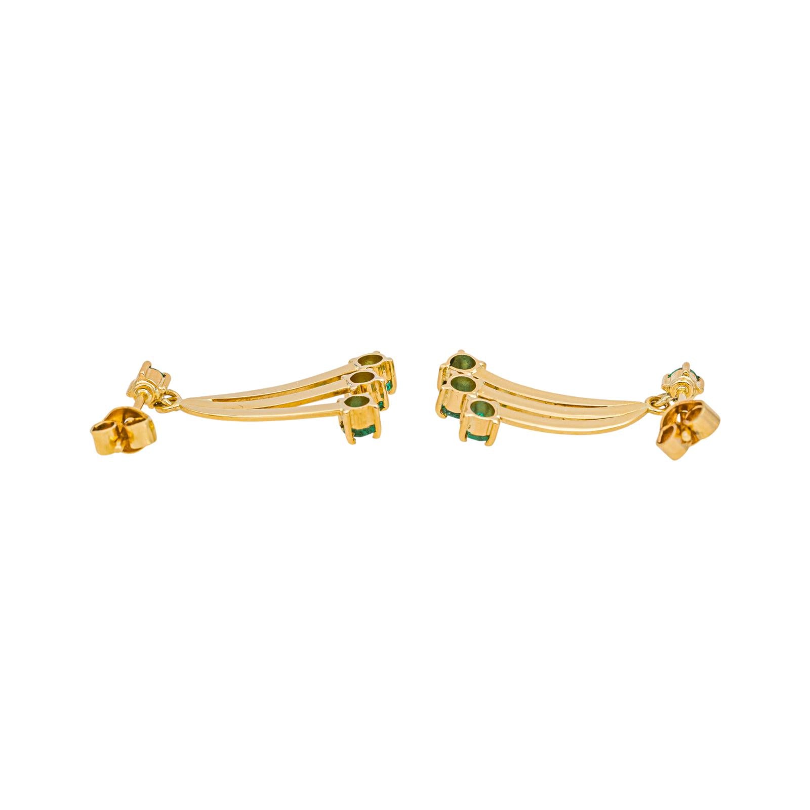 Boucles d'oreilles  Or jaune  Emeraude 