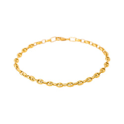 Yellow Gold Coffee Bean Link Bracelet