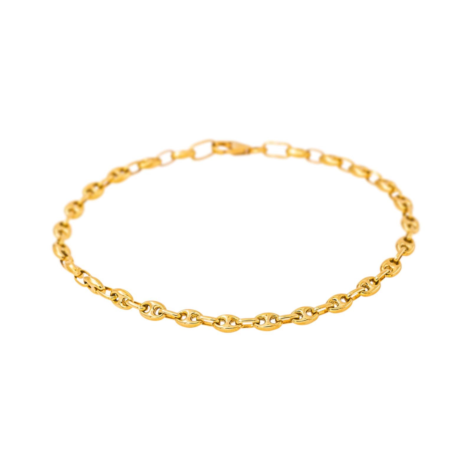 Yellow Gold Coffee Bean Link Bracelet