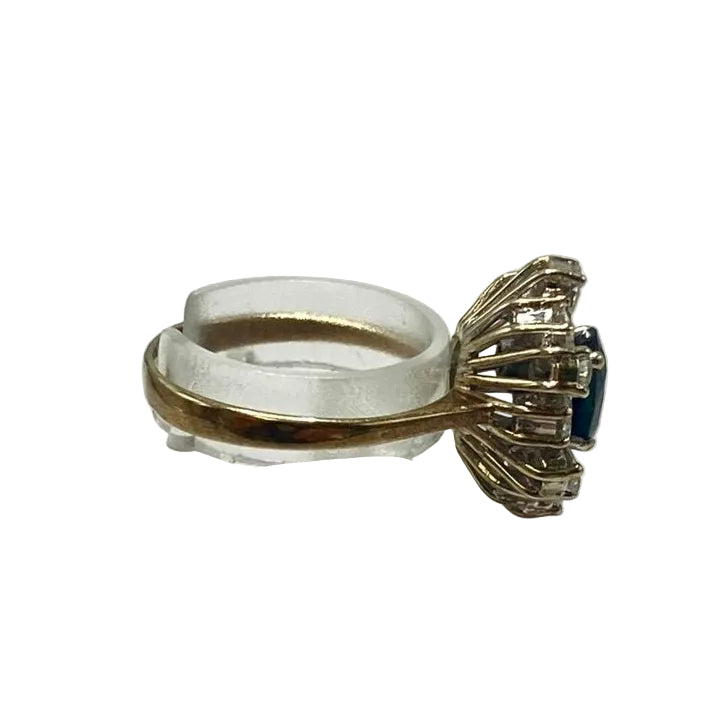 Marquise Ring in Yellow Gold, Sapphire, and Diamonds