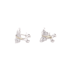 Boucles d'oreilles feuilles deux tons d'or et diamants.