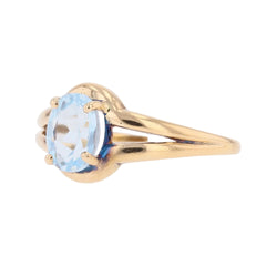 Yellow Gold and Aquamarine Solitaire Ring