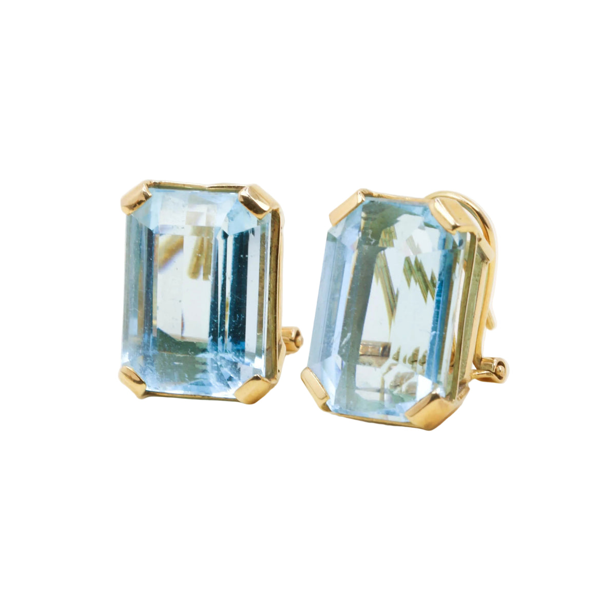Yellow Gold and Aquamarine Clip-On Earrings