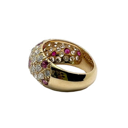 Yellow Gold, Ruby, and Diamond Bangle Ring