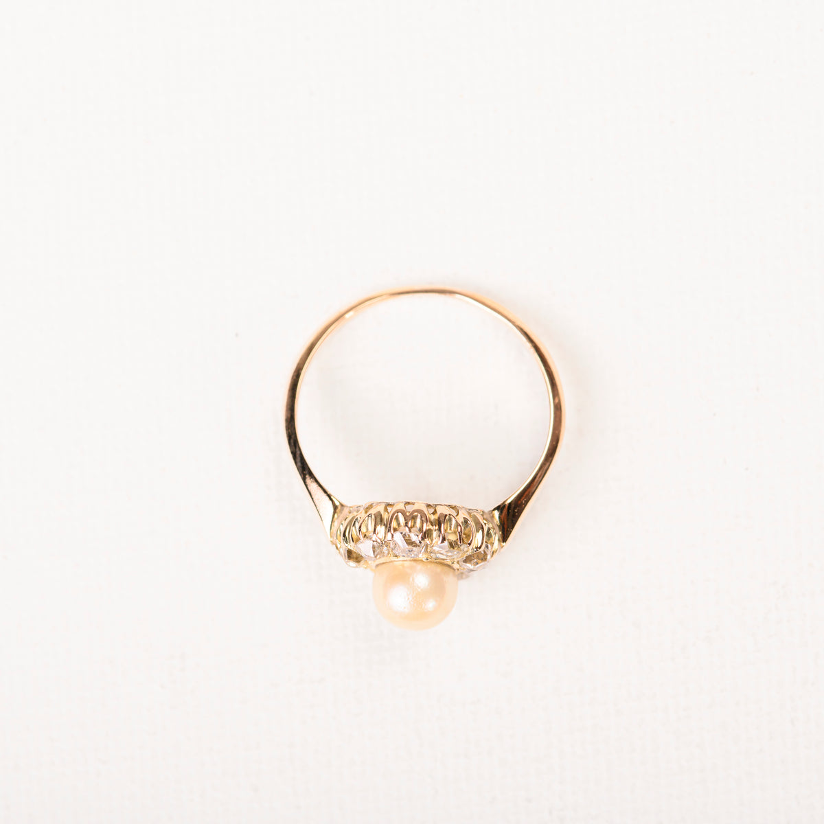 Marguerite Ring in Rose Gold, Pearl, and Diamonds